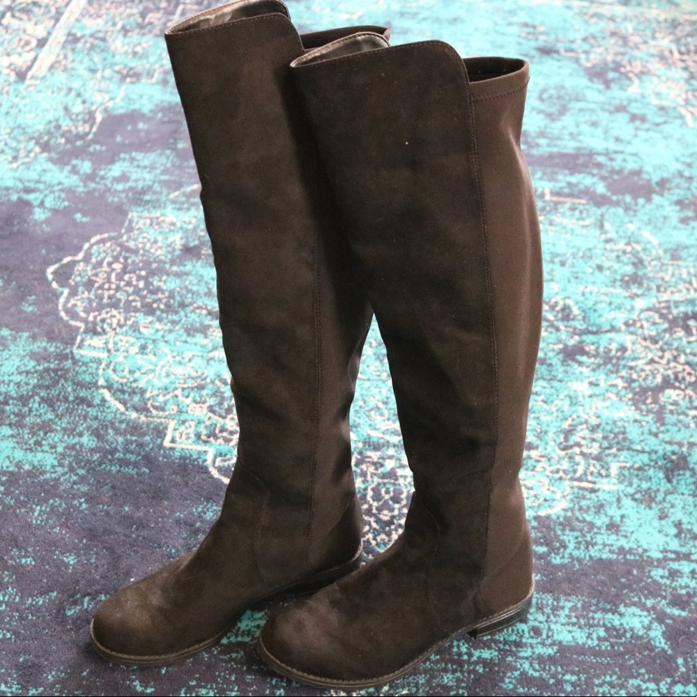 Black Suede Knee High Boots